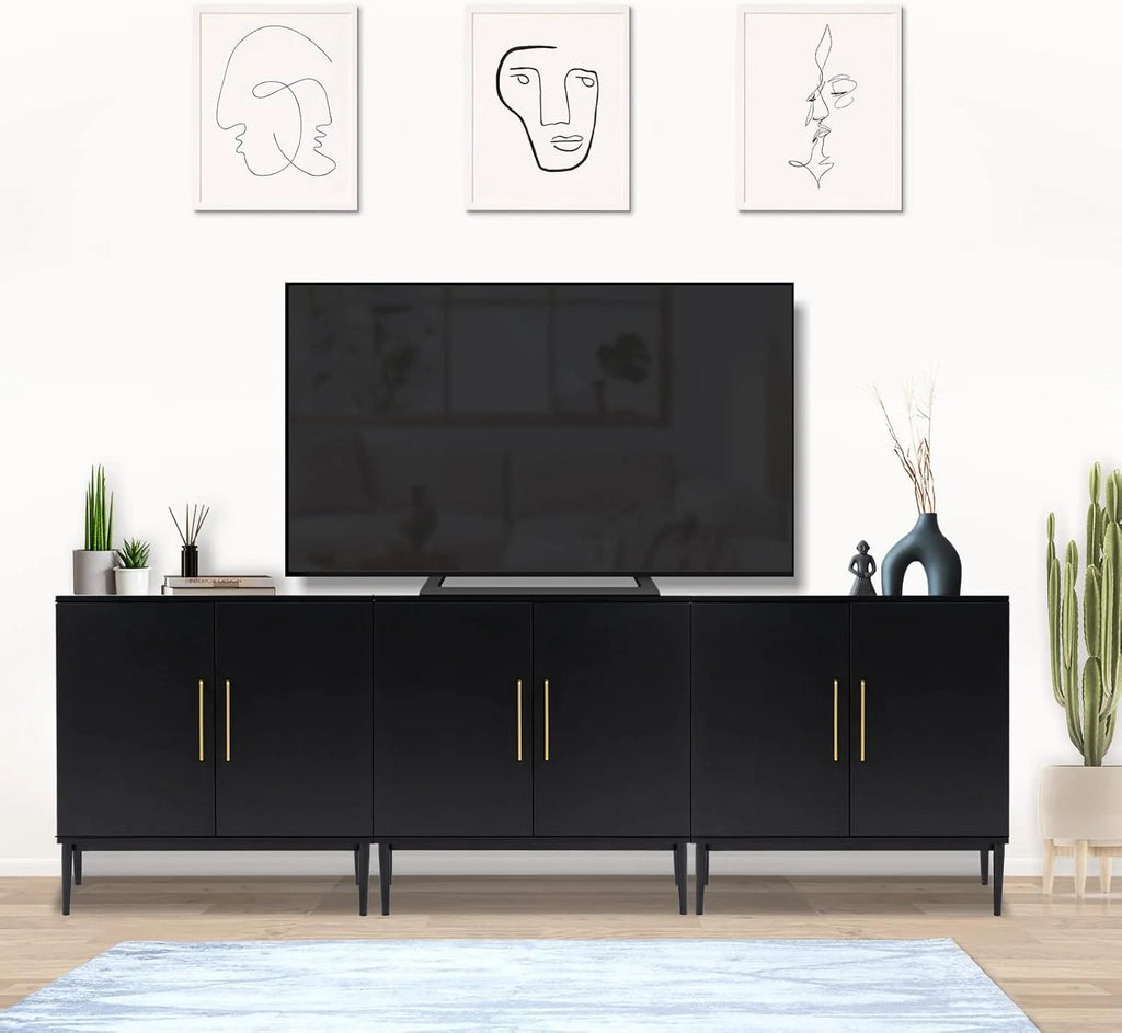Free Standing Cabinet Black Wood for Living Room, Bedroom, Dining Room, Hallway, Entryway