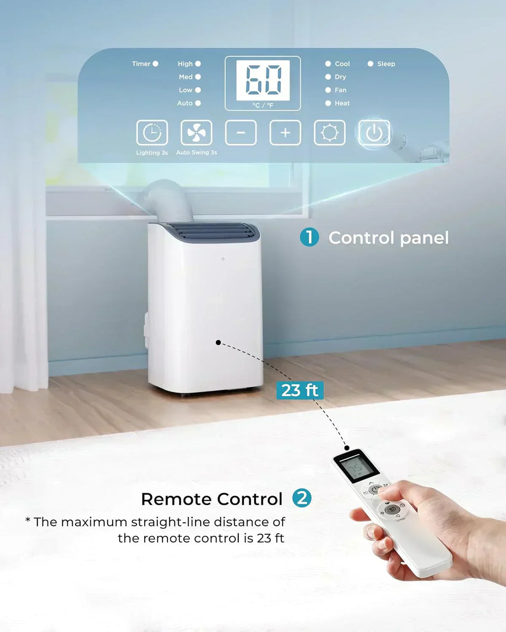 EUHOMY 8,000 BTU Portable Air Conditioners 4-in-1 Portable AC Unit Up to 350 Sq.Ft