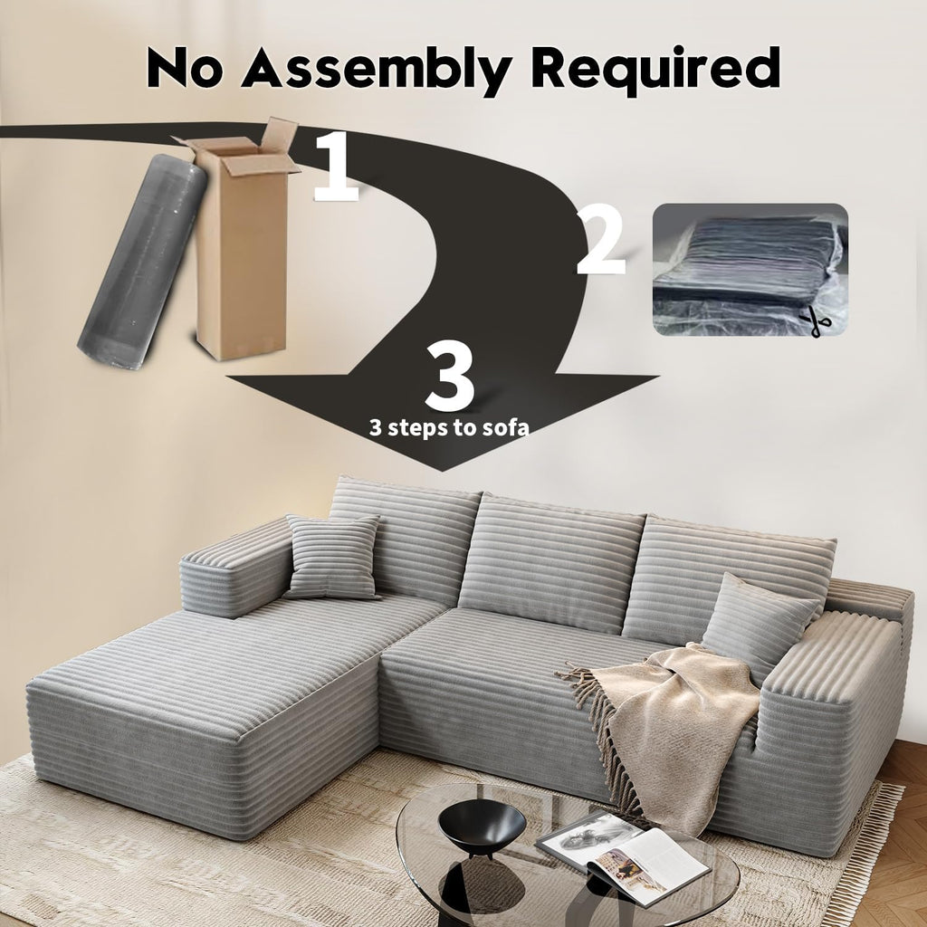 107.5 Cloud Modular Sectional Sofa Couch with L-Shape Chaise,Modern Minimalist Upholstered Couches