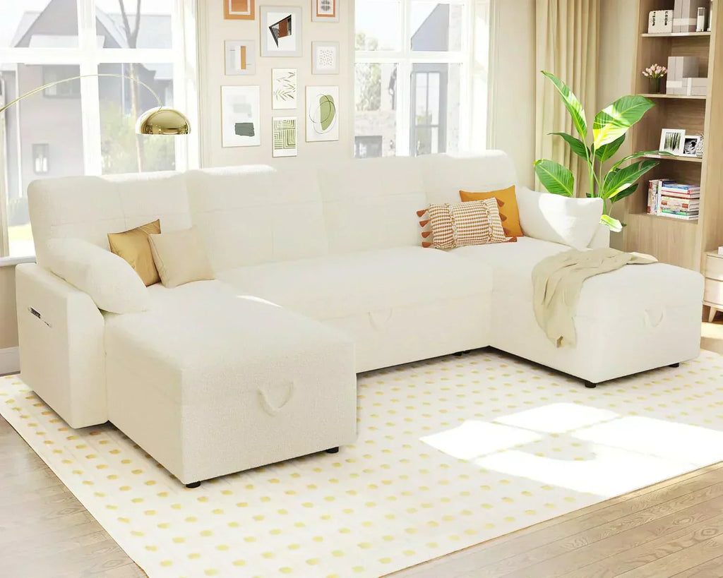 VanAcc Sofa Bed Sleeper Sofa with Storage Chaise 2 in 1 Pull Out Couch Living Room