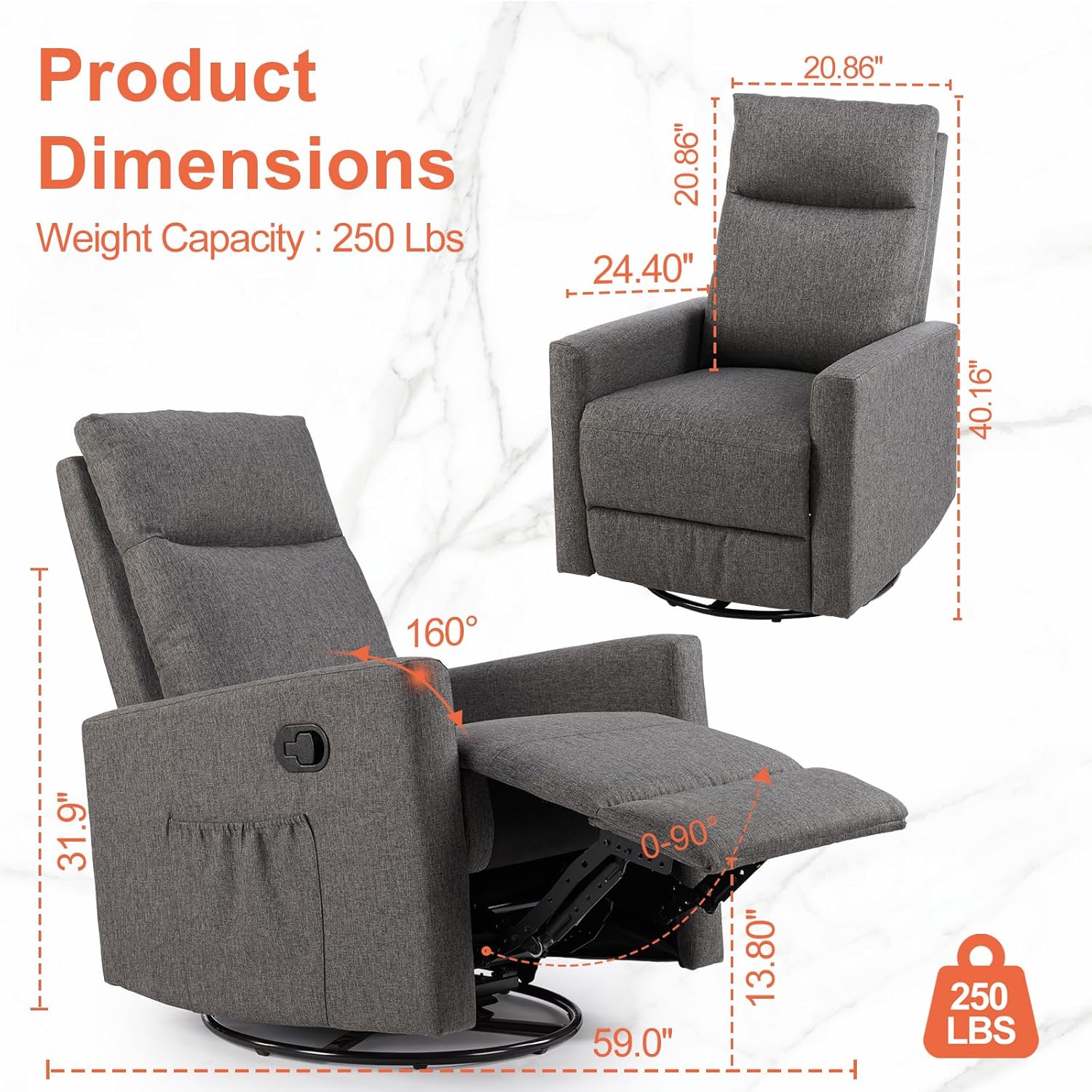 Sweetcrispy Massage Recliner Chair for Adults Adjustable Home Theater Seating