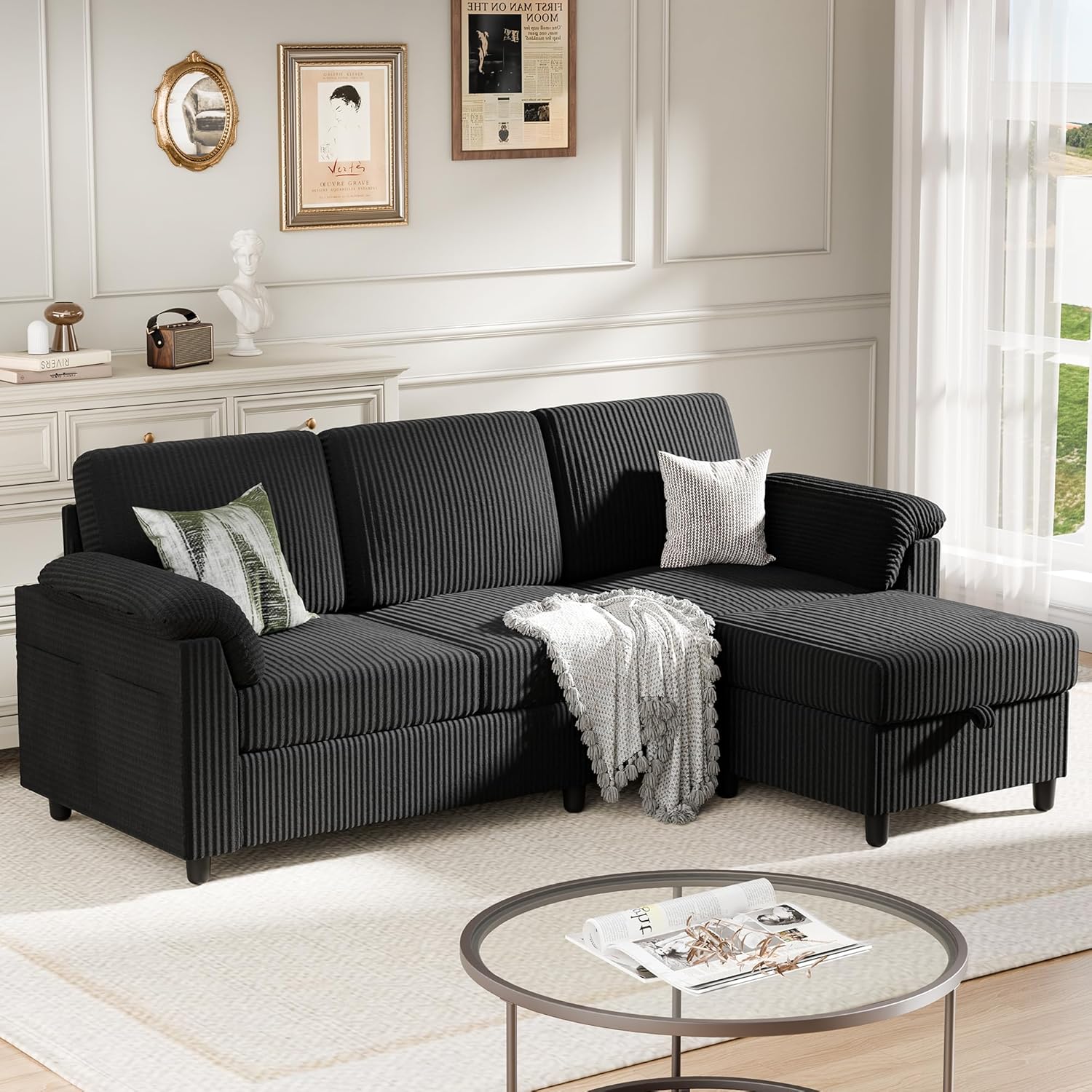 Meilocar Sectional Sofa Couch for Living Room 3-Seat Sofa Couches