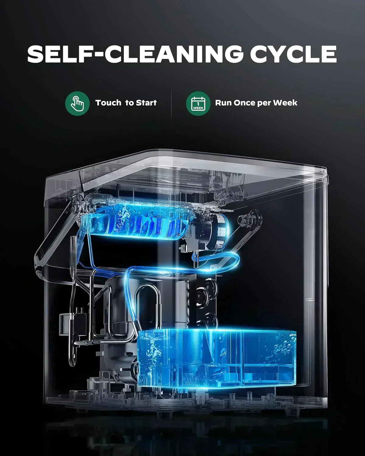 Silonn Countertop Ice Maker Expanding Ice Basket 9 Cubes Ice Basket Self-Cleaning Ice Maker