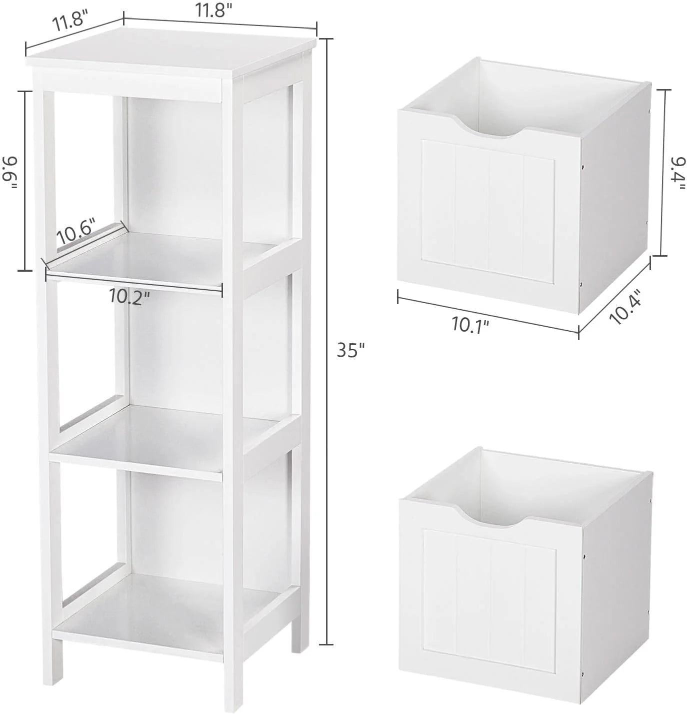 Yaheetech Bathroom Floor Cabinet, Wooden Storage Cabinet with 2 Drawers, Multifunctional Side Organizer Rack Stand Table, White