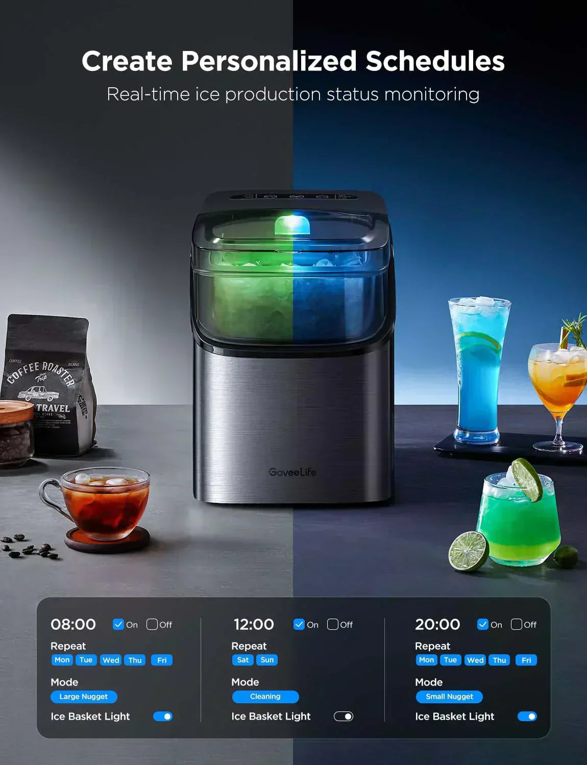 GoveeLife Smart Ice Maker Countertop Portable Ice Machine with Voice Control 9 Ice Cubes