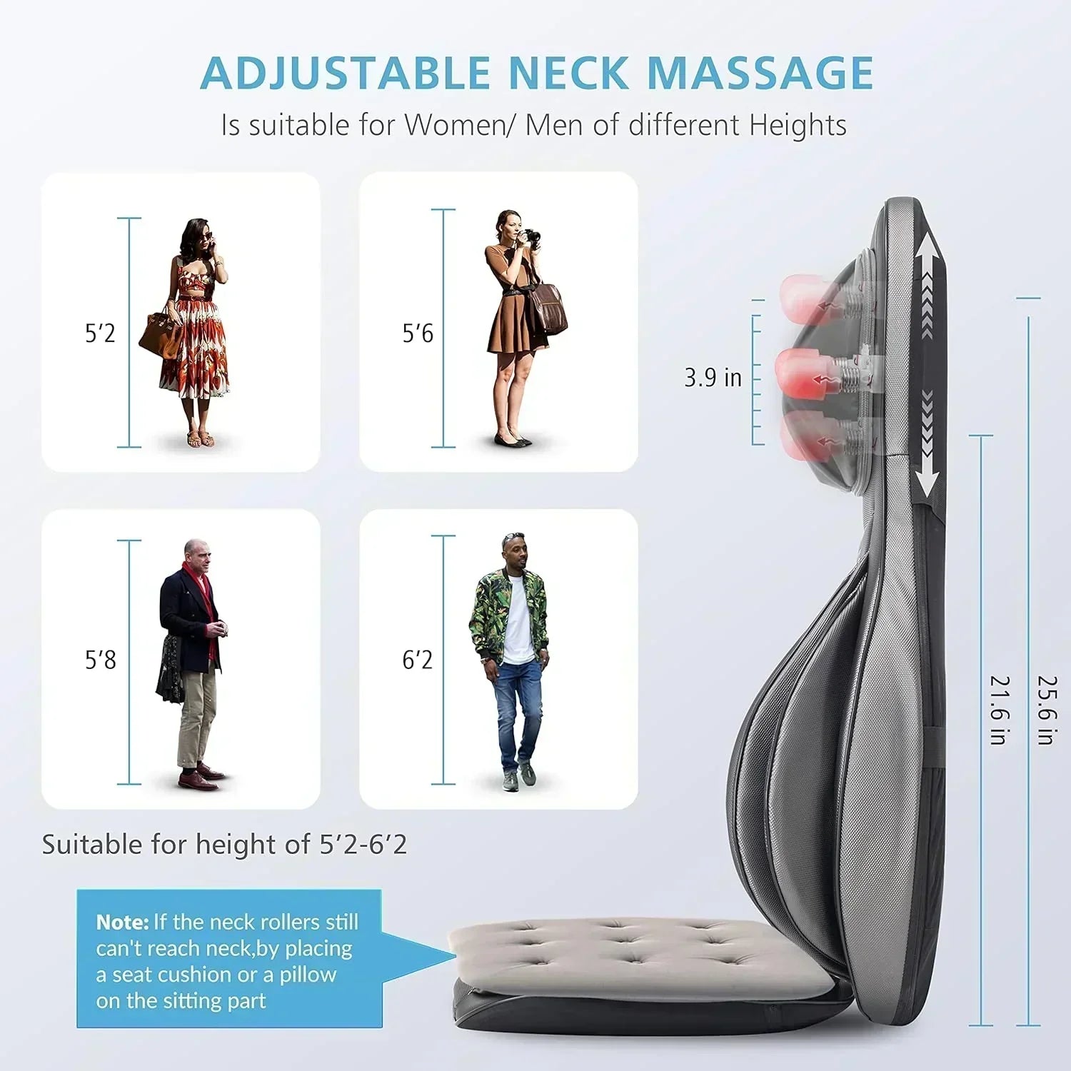 COMFIER Massager Chair with Heat Shiatsu Neck Back Massager Portable with Compress
