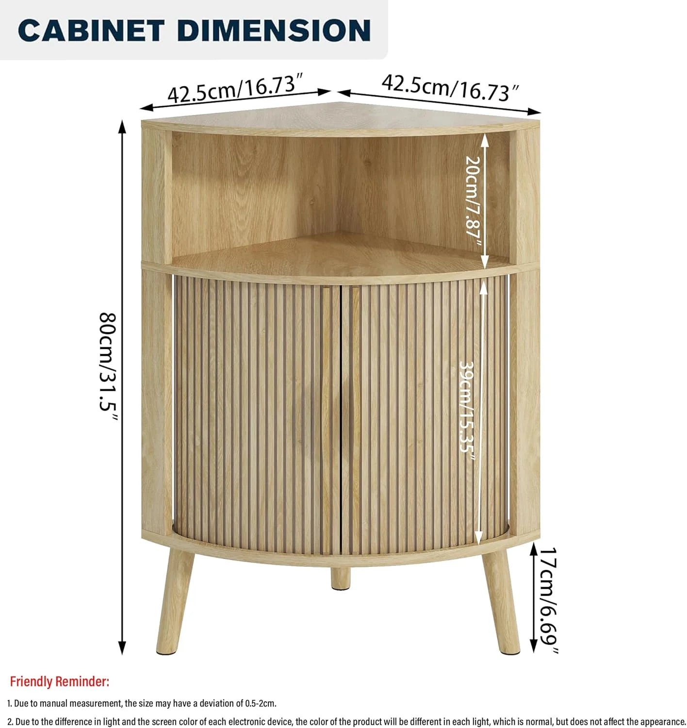 Corner Cabinet, 66.73'' Tall Modern Corner Bathroom Storage Cabinet
