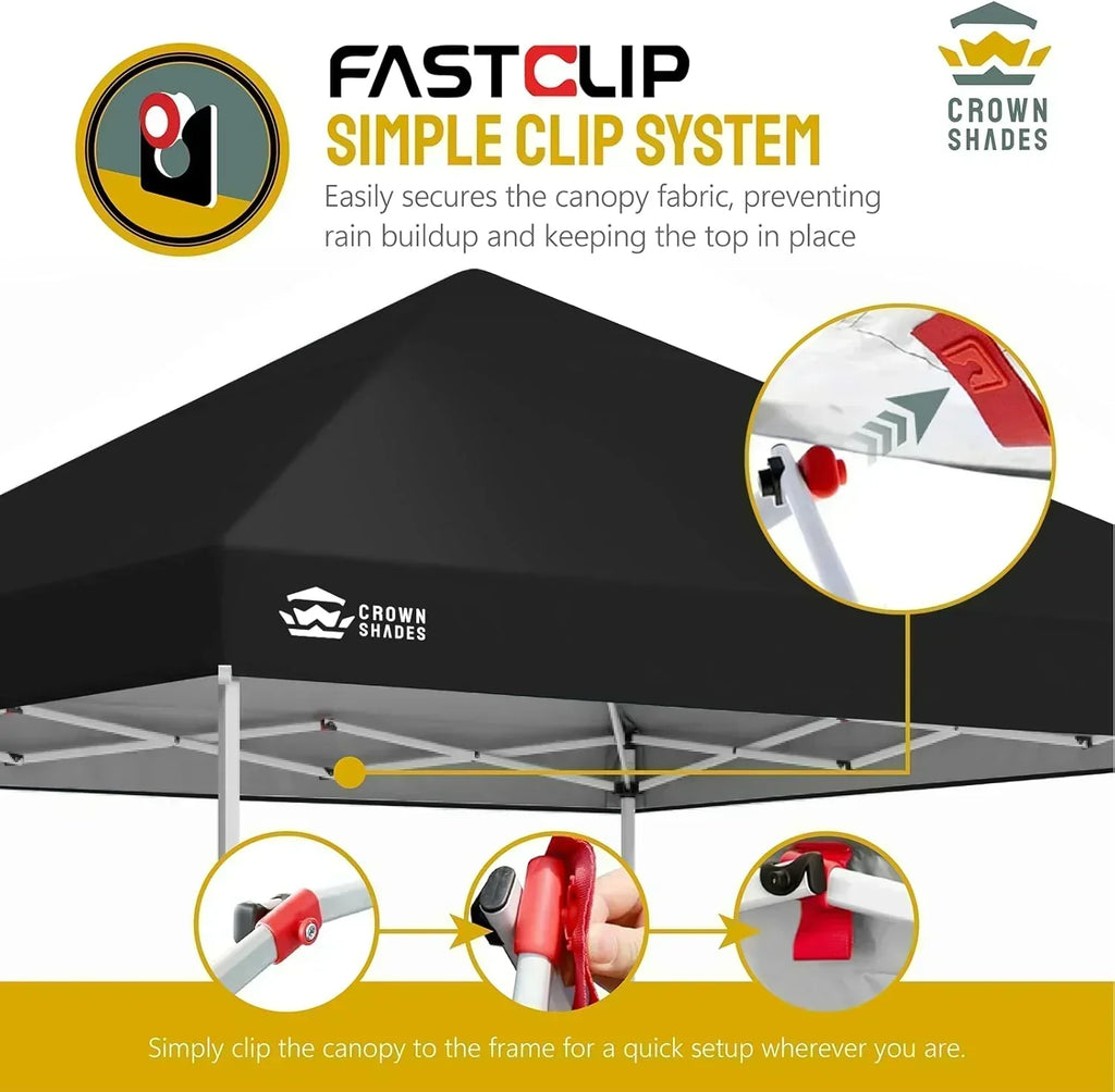 10x10 Pop-Up Awning One-Click Installation Beach Tent Outdoor Sunshade Silver Coated Top