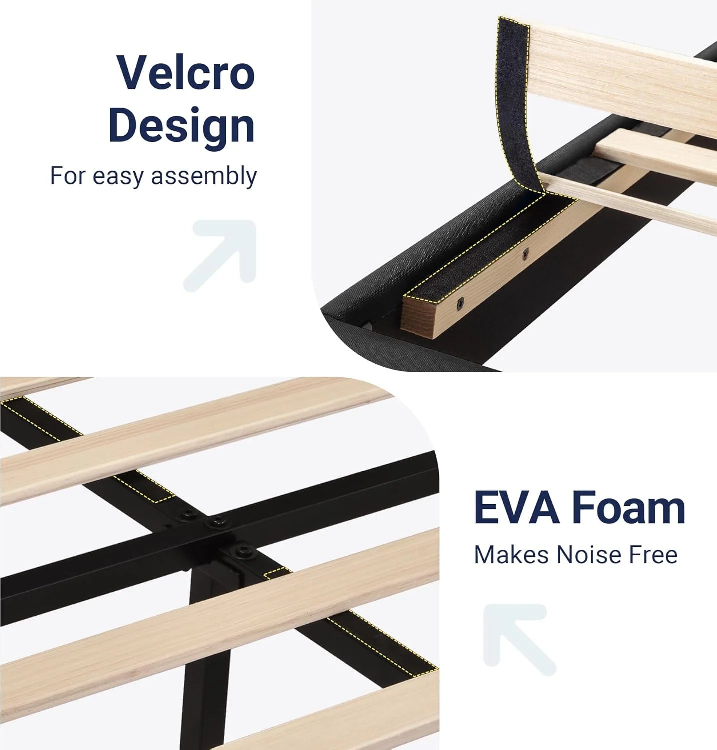 Allewie Queen Size Platform Bed Frame Fabric Upholstered Headboard Wooden Slats Support