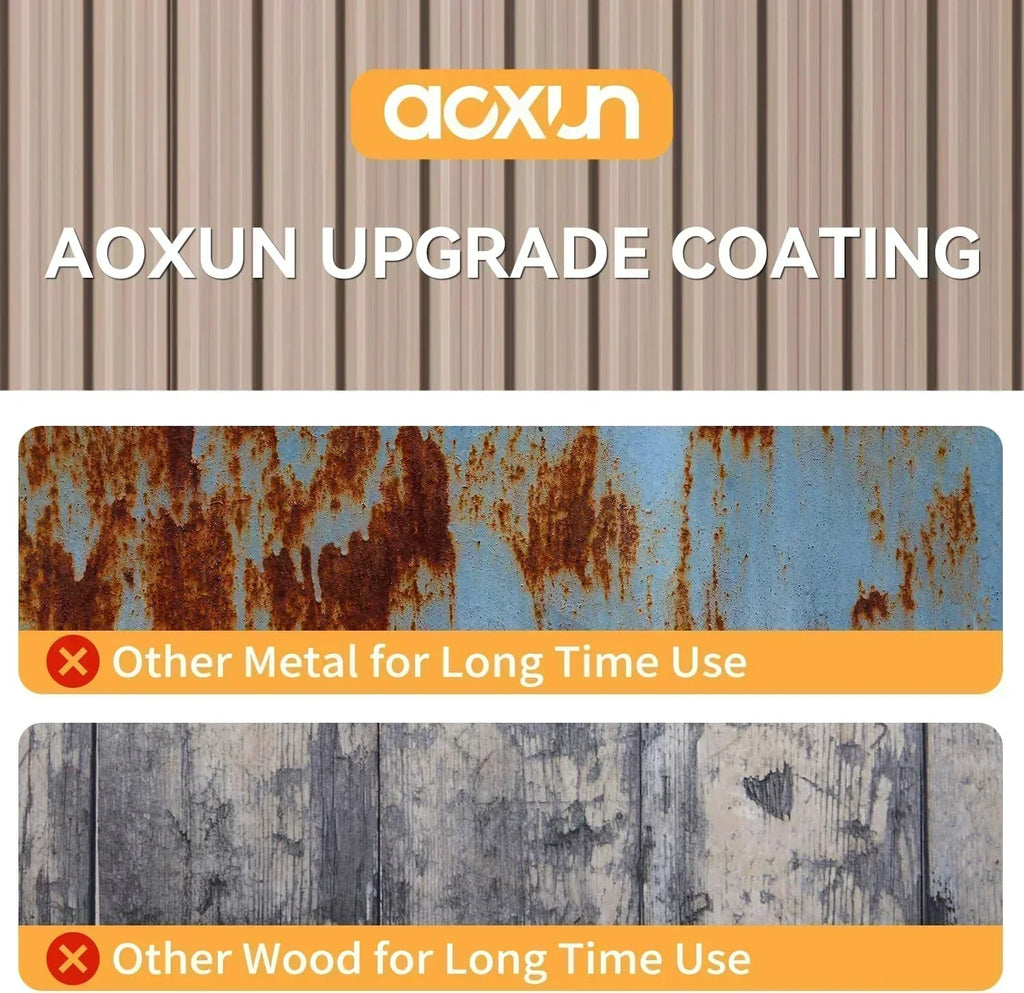 Aoxun 6.2x4 FT Shed Outdoor Storage Shed Metal Garden Shed Sloping Roof Tool Shed Bike Shed