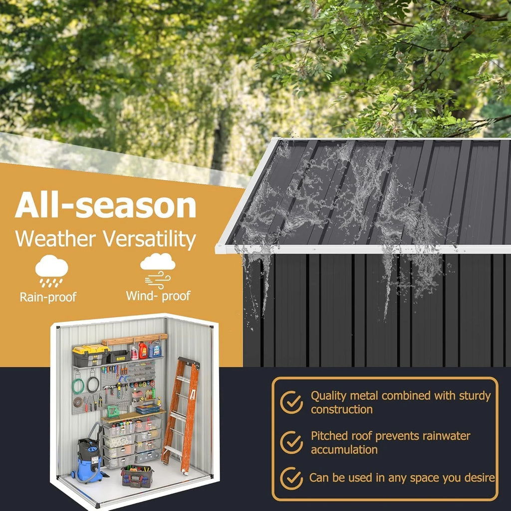 Polar Aurora 8 x 12 FT Outdoor Storage Shed, Metal Garden Shed with Updated Frame Structure, Tool Sheds for Backyard Garden Patio Lawn Black