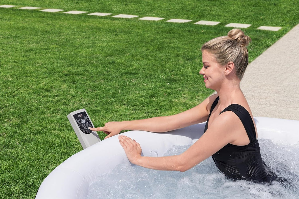 Bestway SaluSpa Miami EnergySense AirJet Inflatable Hot Tub Spa (71 x 26) | Portable Hot Tub with 2 Covers (1 Energy-Efficient Thermal Cover and 1 Standard Cover) | Fits Up to 2-4 Persons | Black