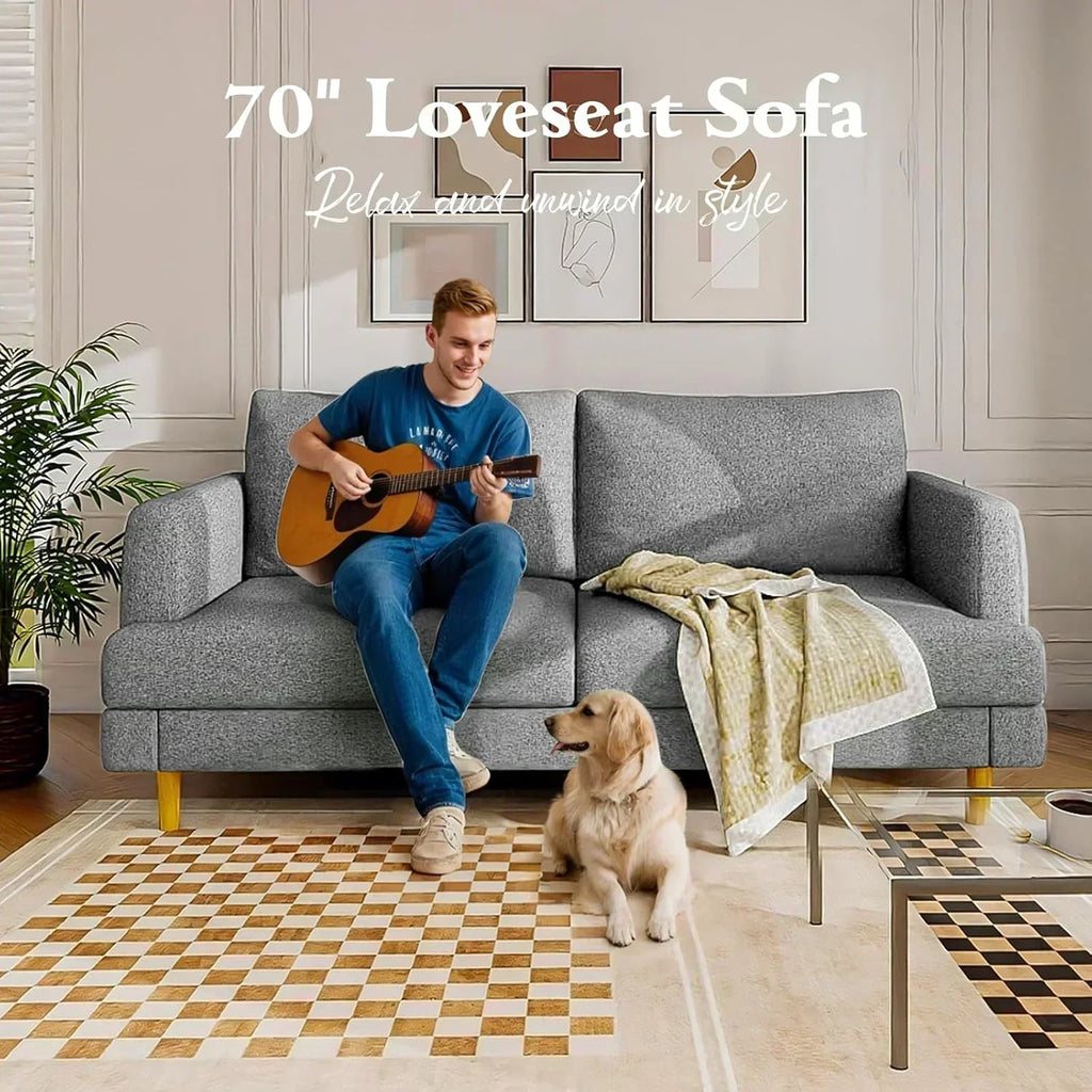 Loveseat Sofa Couch for Living Room with USB Type C Ports Dark Gray Upholstered Small Couches
