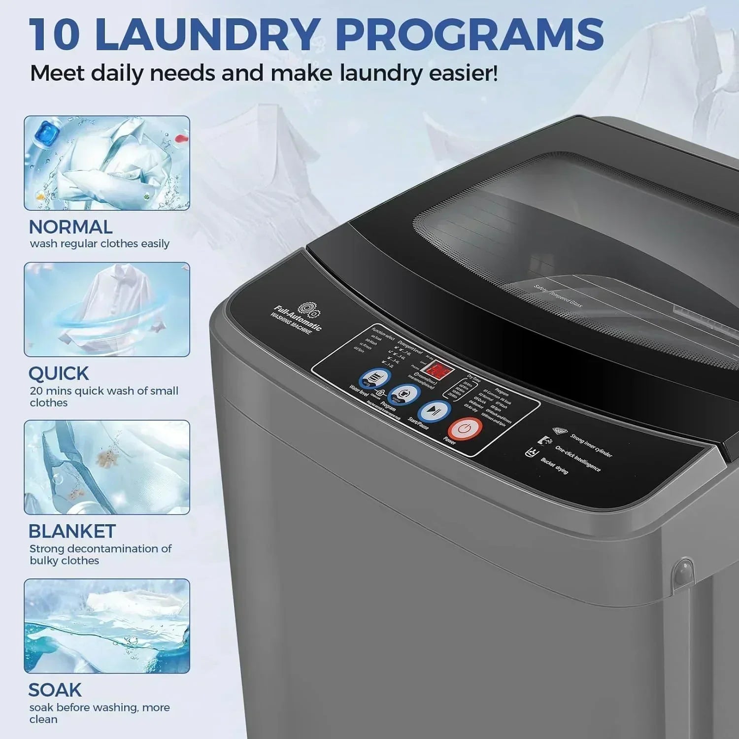 Nictemaw Portable Washing Machine 20Lbs Capacity Full-Automatic Portable Washer Machine