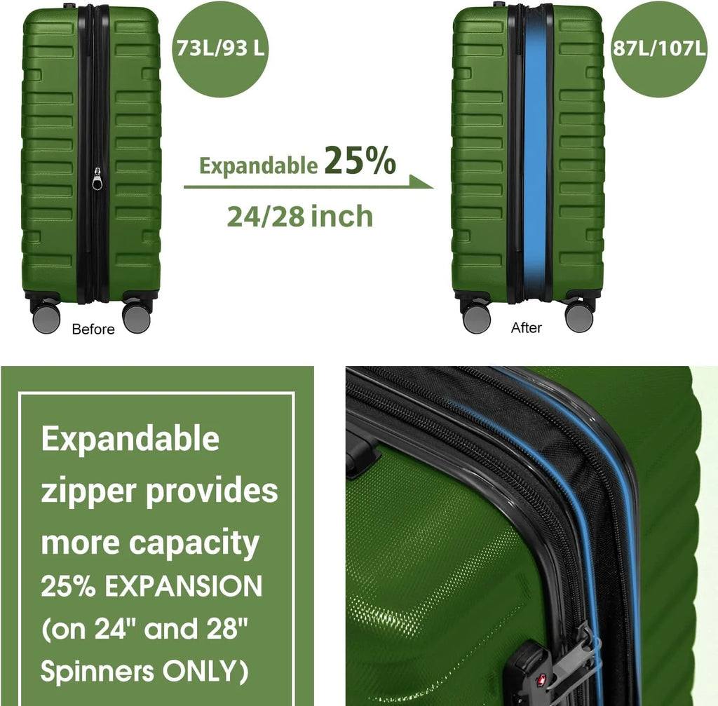Luggage 6-piece hardshell expandable suitcase lightweight travel carry-on luggage set