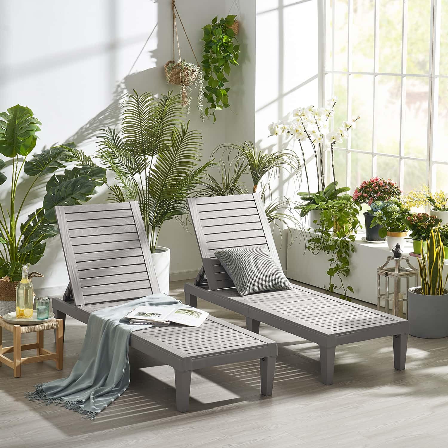 Patio Chairs Black Chaise Lounge Chair Outdoor 5-Position Adjustable Sun Tanning Chair