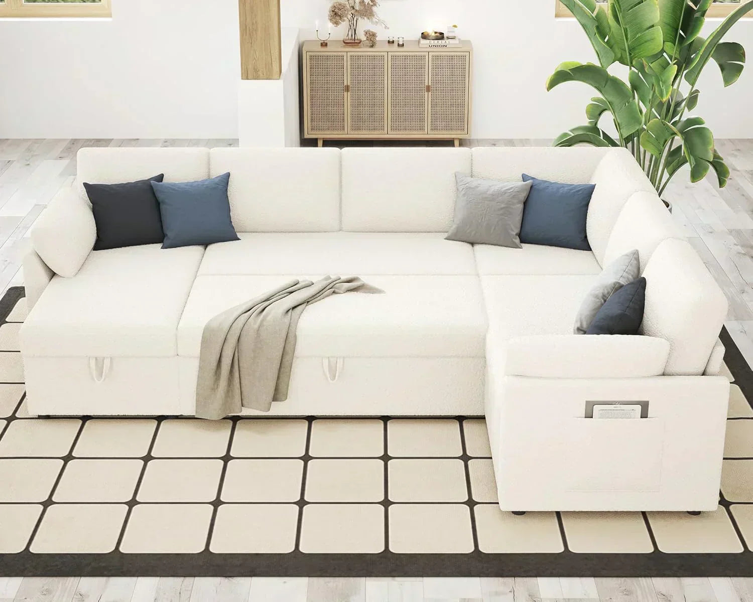 VanAcc Sofa Bed Sleeper Sofa with Storage Chaise 2 in 1 Pull Out Couch Living Room