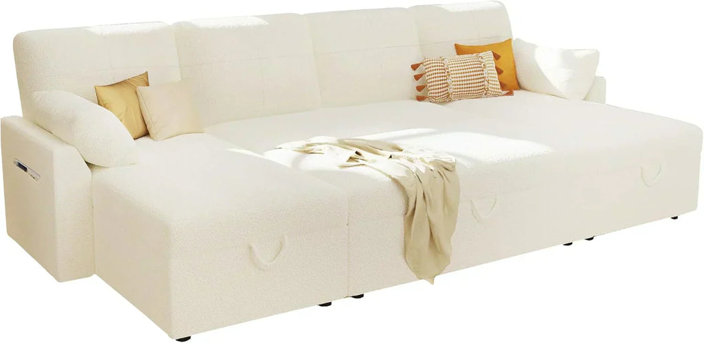 VanAcc Sofa Bed Sleeper Sofa with Storage Chaise 2 in 1 Pull Out Couch Living Room