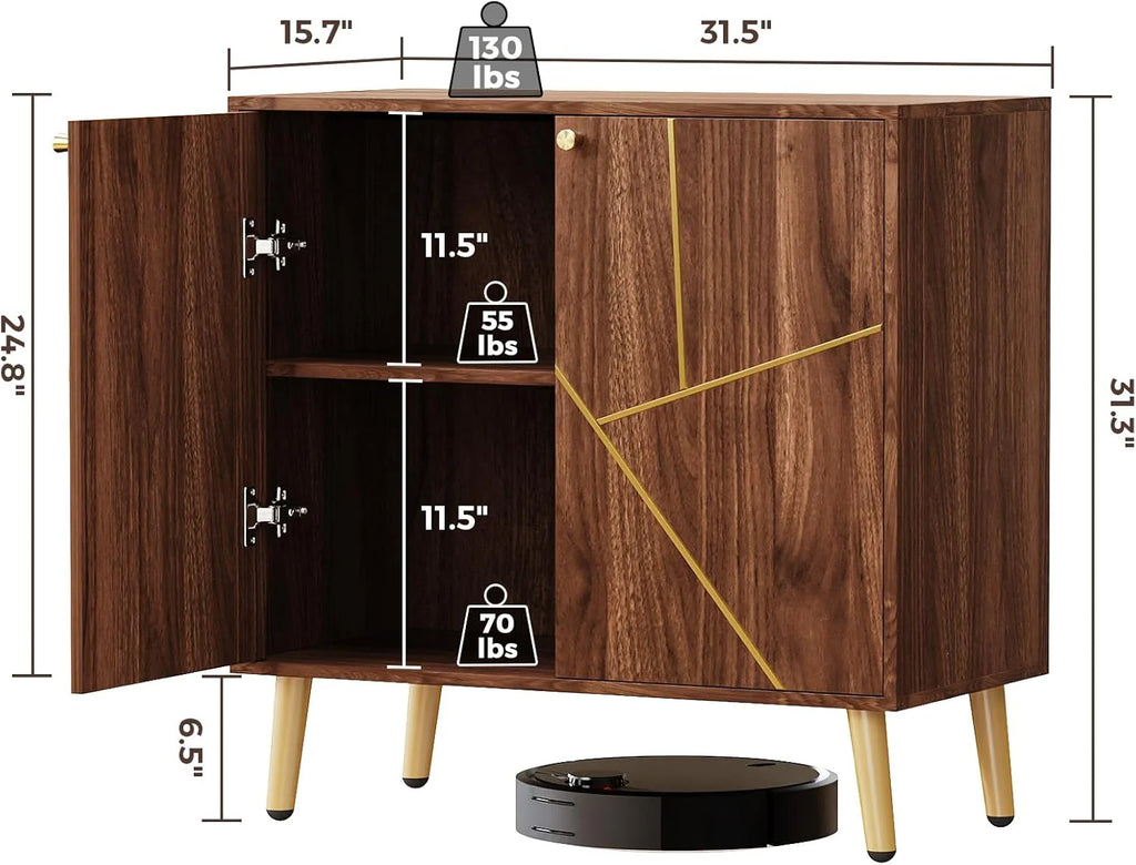 Free Standing Cabinet Black Wood for Living Room, Bedroom, Dining Room, Hallway, Entryway