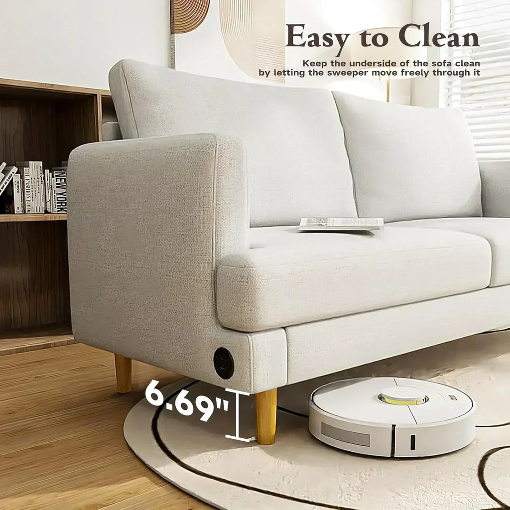Loveseat Sofa Couch for Living Room with USB Type C Ports Dark Gray Upholstered Small Couches