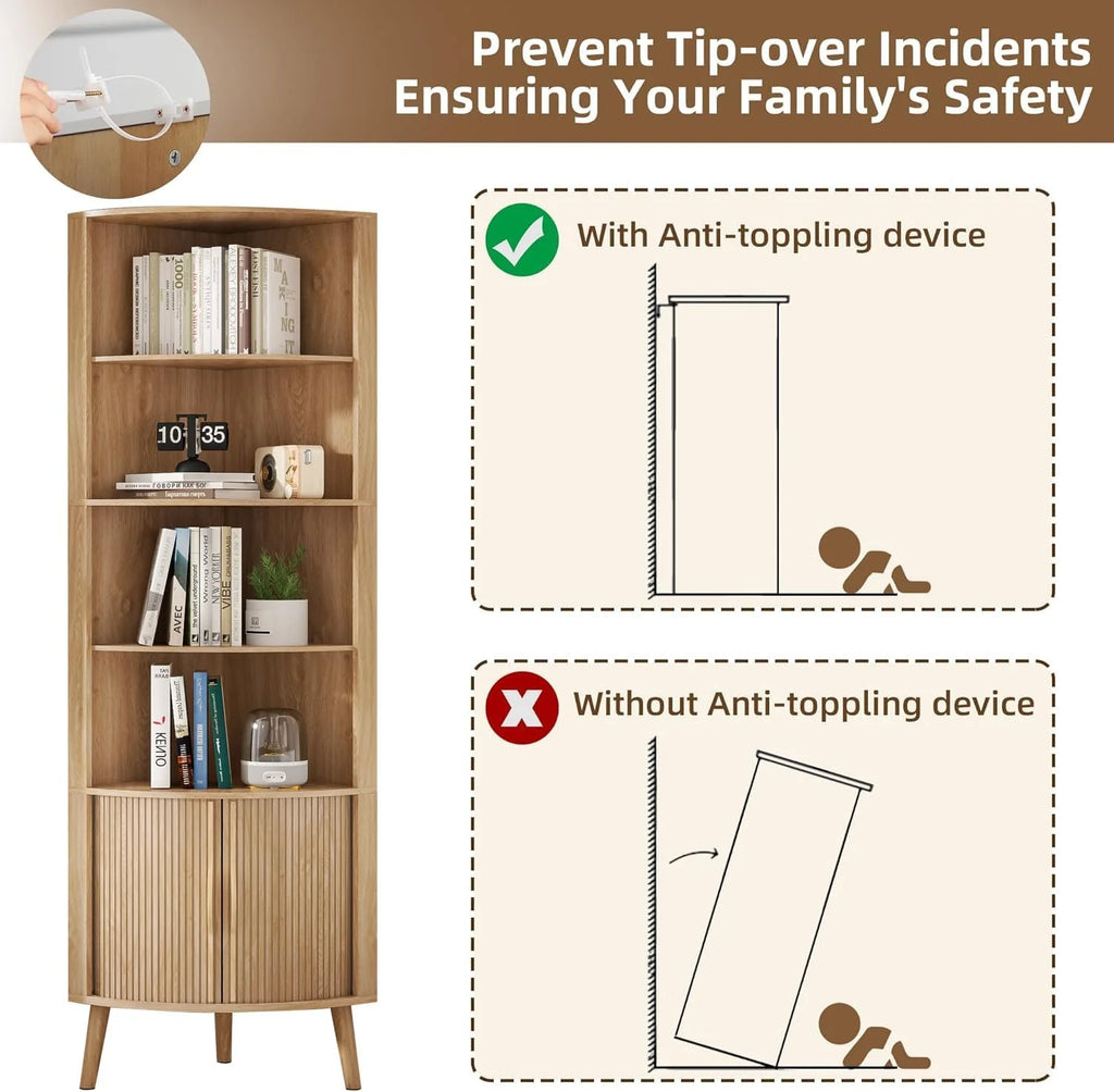 Corner Cabinet, 66.73'' Tall Modern Corner Bathroom Storage Cabinet