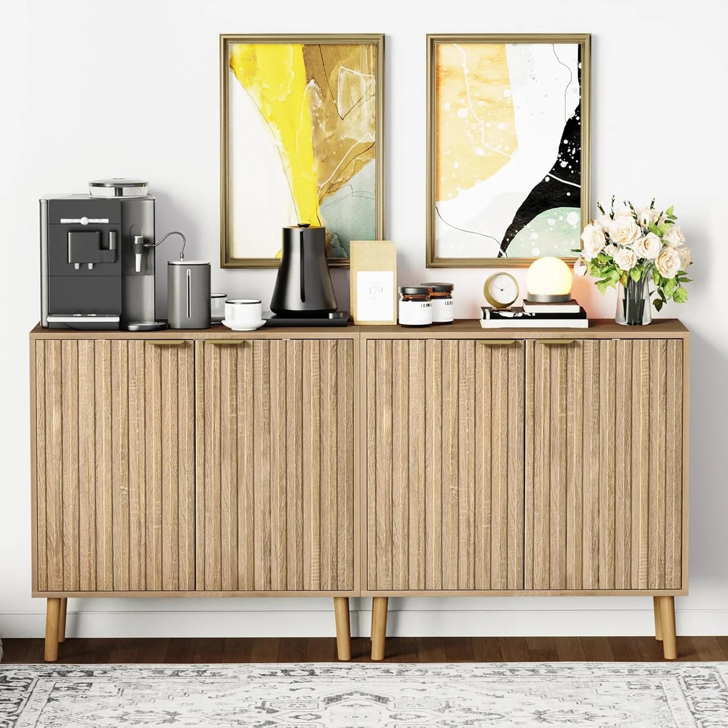 Free Standing Cabinet Black Wood for Living Room, Bedroom, Dining Room, Hallway, Entryway