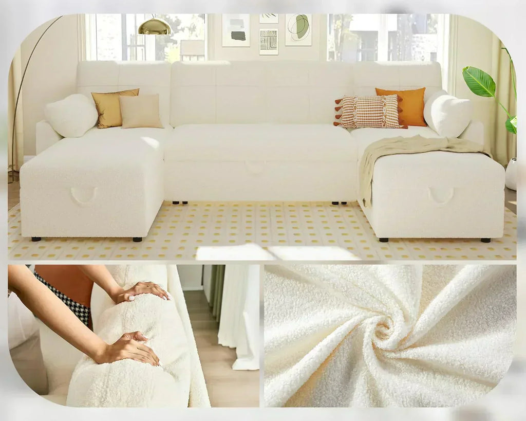 VanAcc Sofa Bed Sleeper Sofa with Storage Chaise 2 in 1 Pull Out Couch Living Room