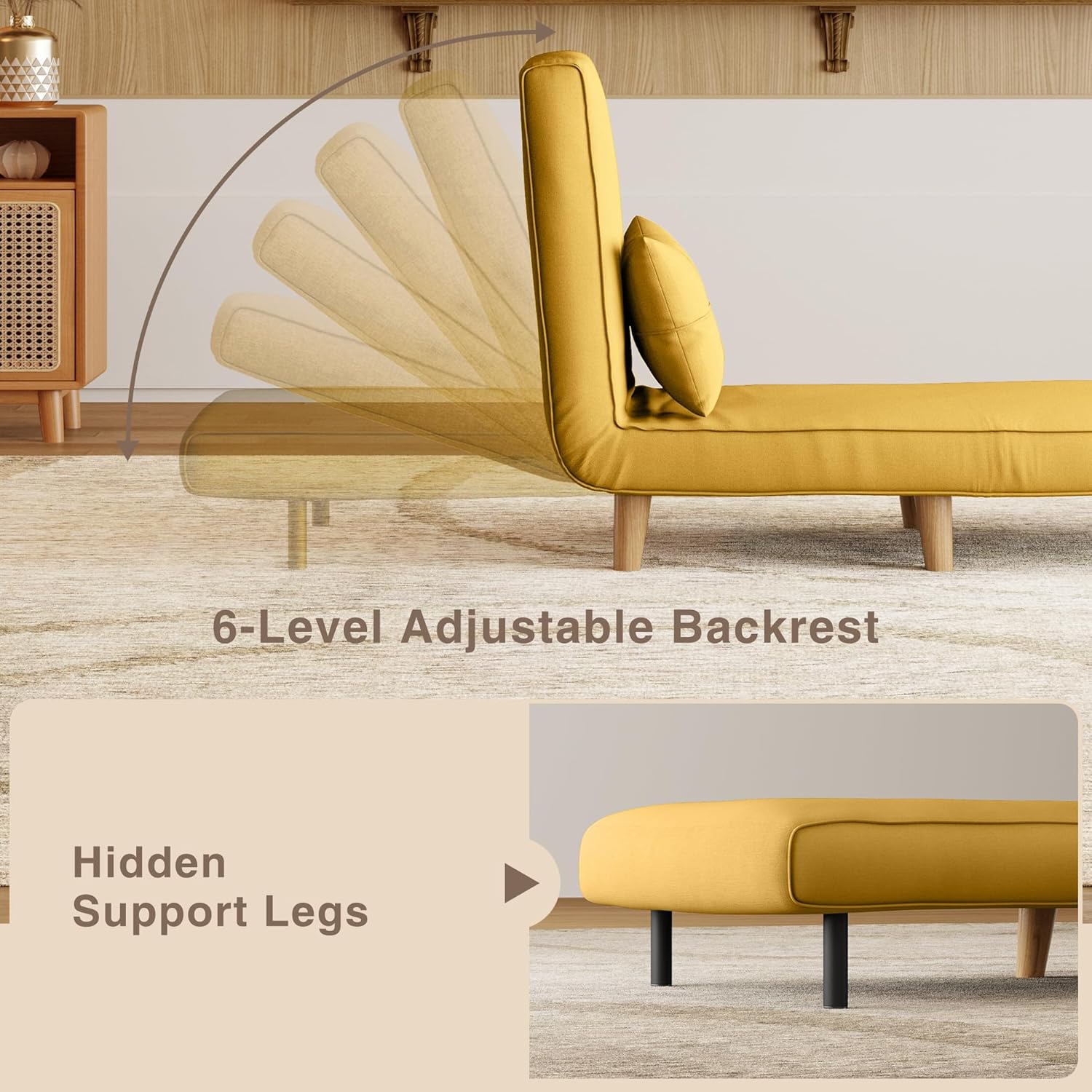3-in-1 sleeper chair bed convertible chair bed futon sofa with adjustable backrest