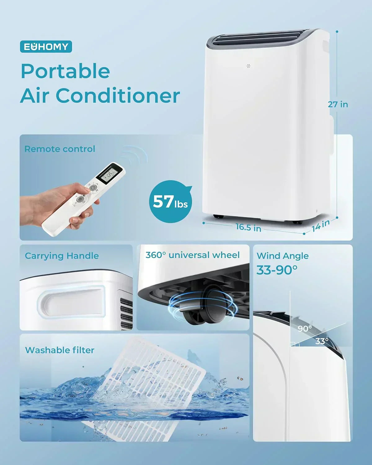 EUHOMY 8,000 BTU Portable Air Conditioners 4-in-1 Portable AC Unit Up to 350 Sq.Ft