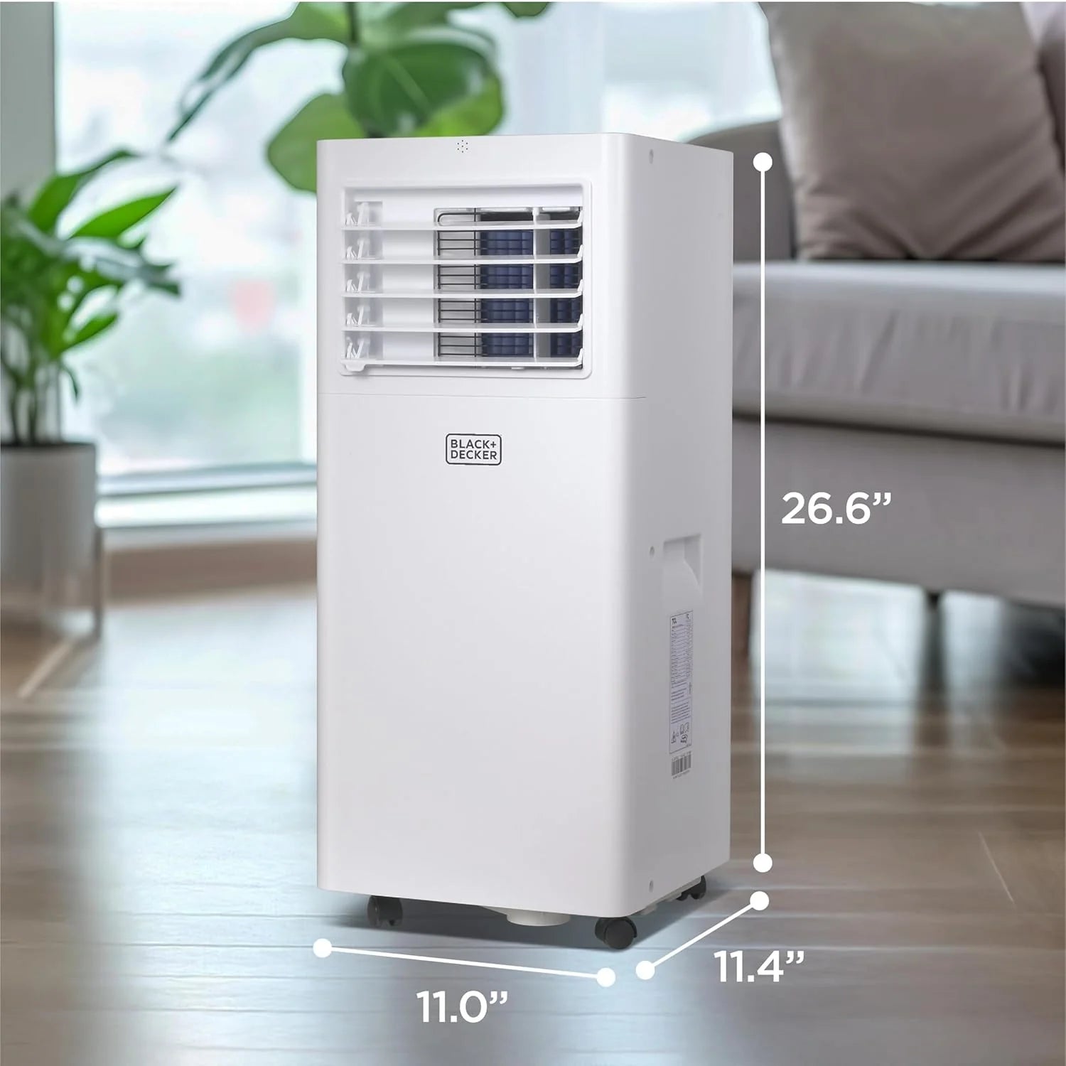 BLACK+DECKER Portable Air Conditioner, 8,500 BTU (5,100 BTU SACC) for Rooms Up To 350 Sq. Ft., Portable AC with Full Function Remote Control & Window Kit, BPACT05SM, White