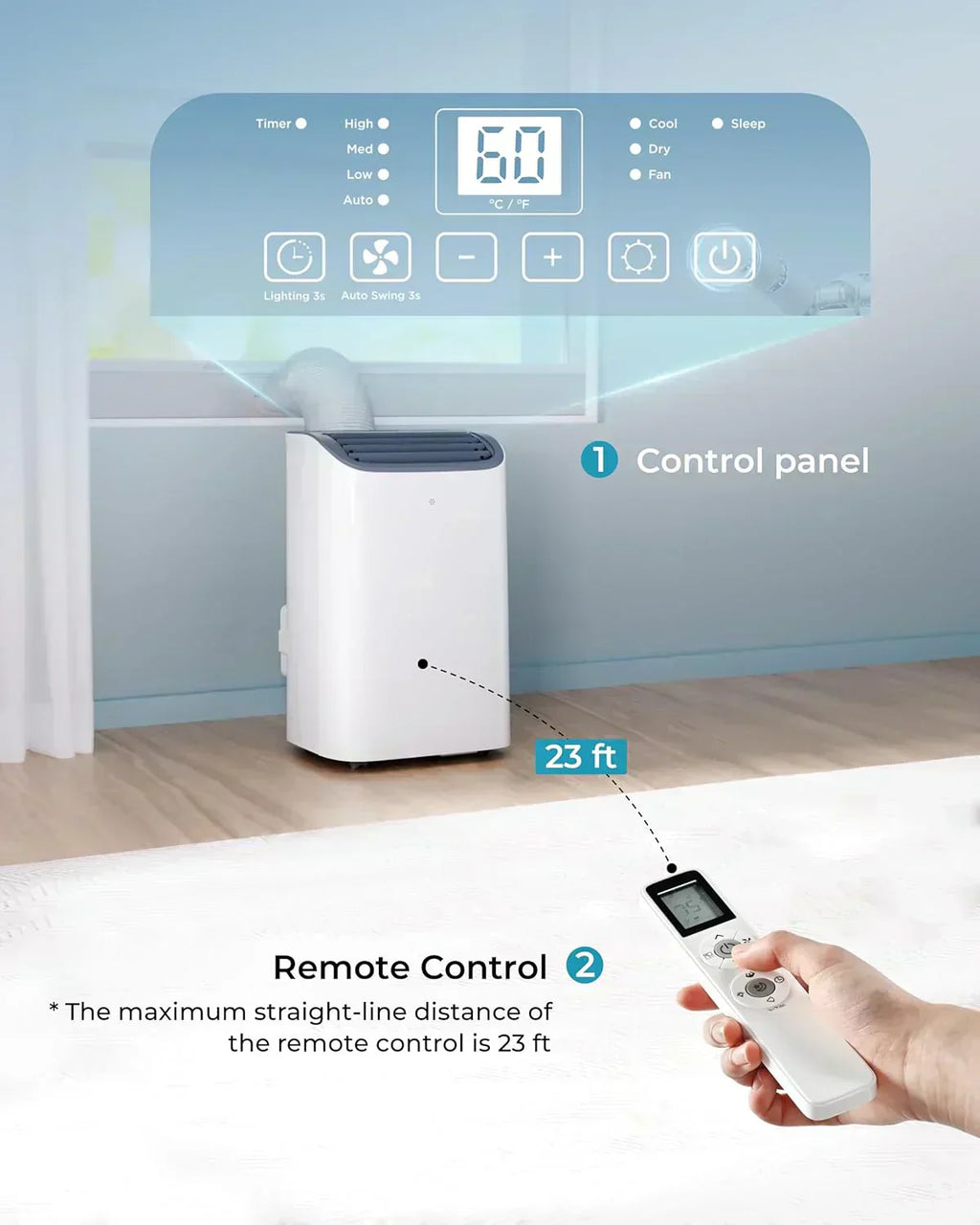 EUHOMY 8,000 BTU Portable Air Conditioners 4-in-1 Portable AC Unit Up to 350 Sq.Ft