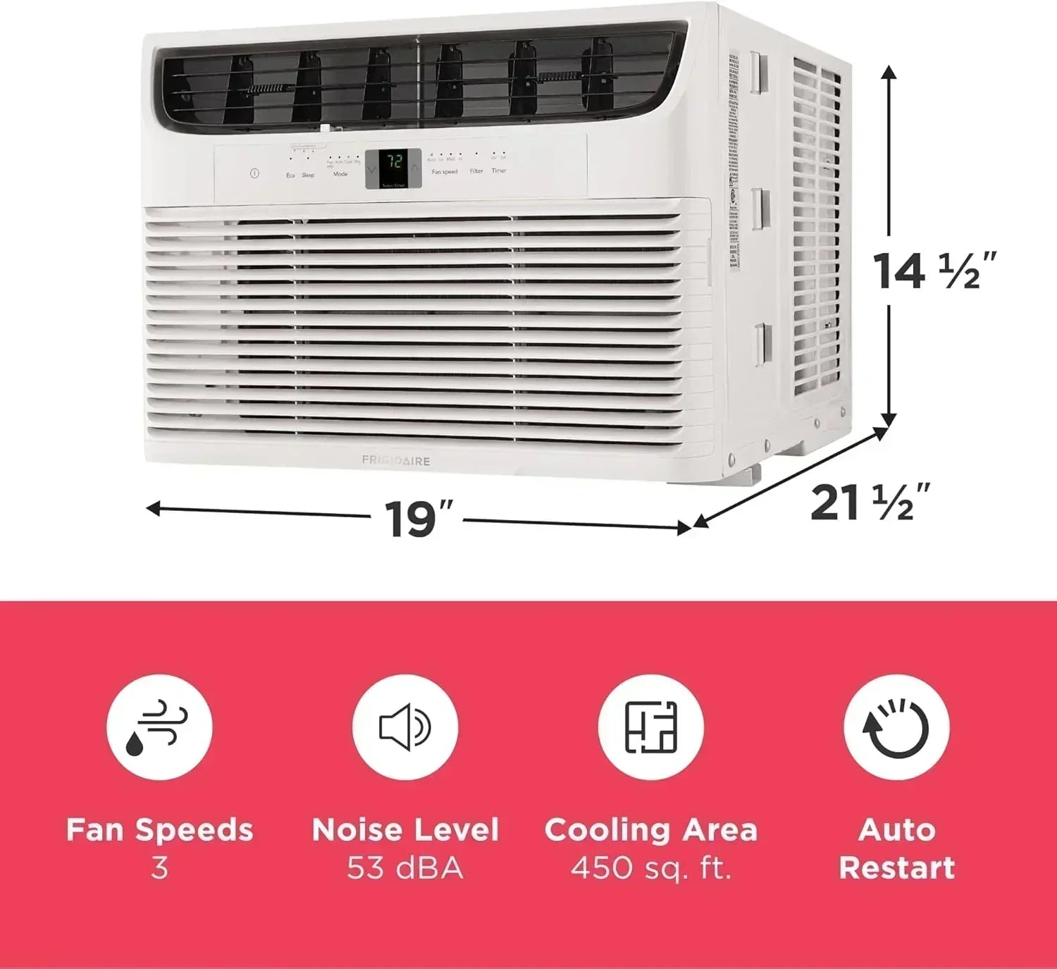 Frigidaire 5,000 BTU Window Air Conditioner Remote Control Cools Up to 150 Sq. Ft. Quiet Operation
