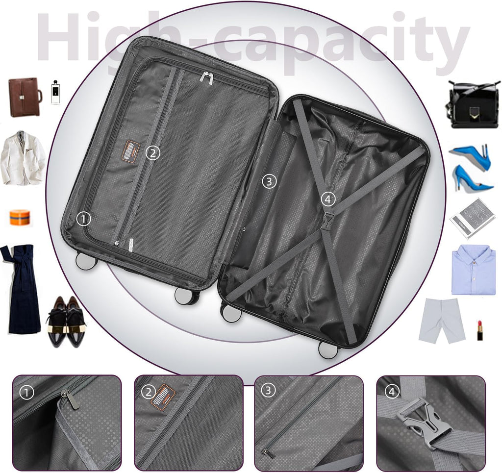 Luggage 6-piece hardshell expandable suitcase lightweight travel carry-on luggage set