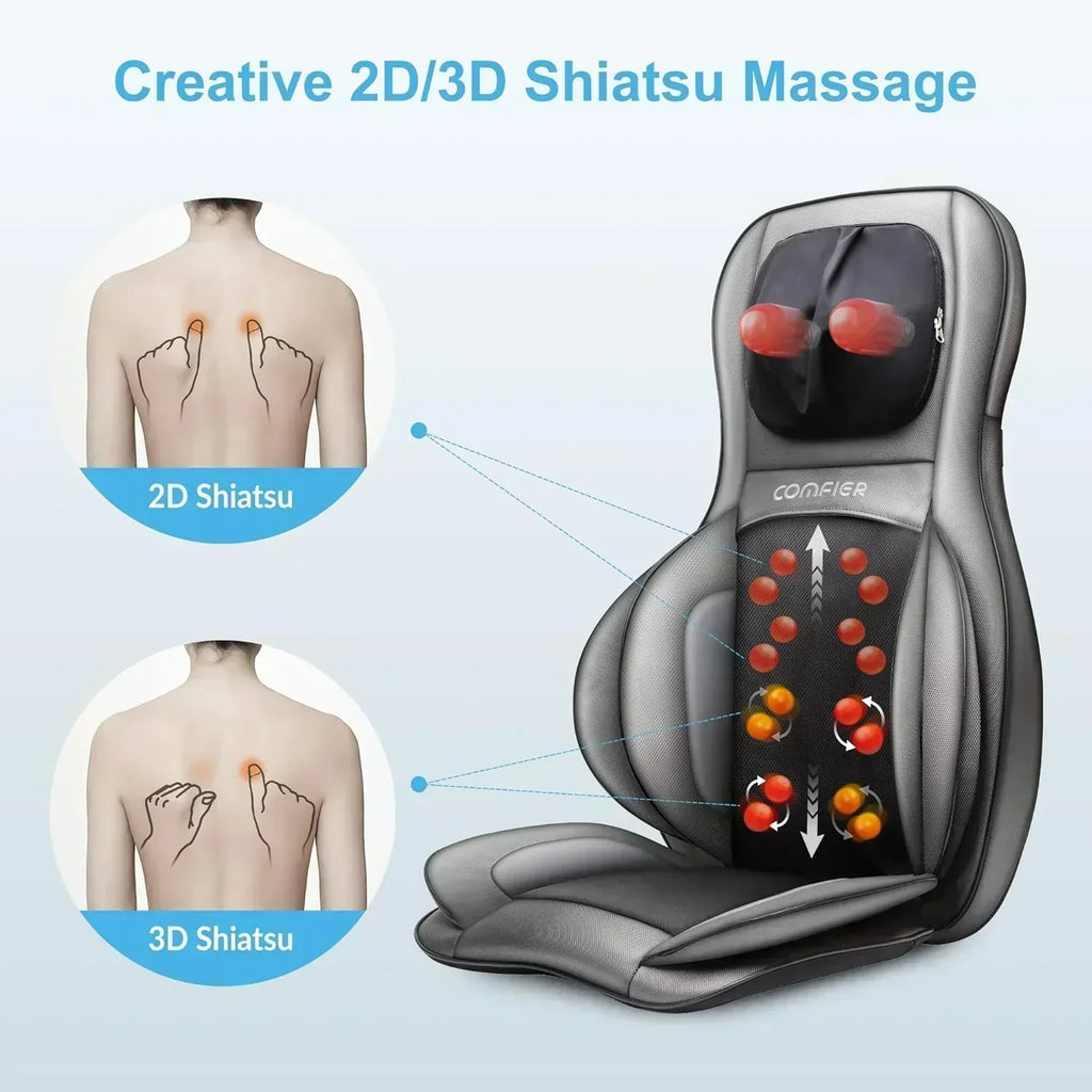 COMFIER Massager Chair with Heat Shiatsu Neck Back Massager Portable with Compress