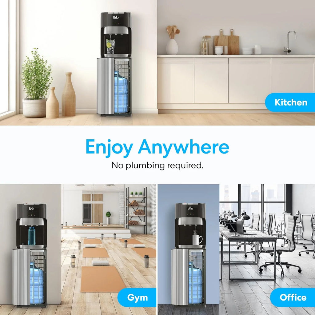 Brio Bottom Loading Water Cooler Dispenser for 5 Gallon Bottles 3 Temperatures with Hot