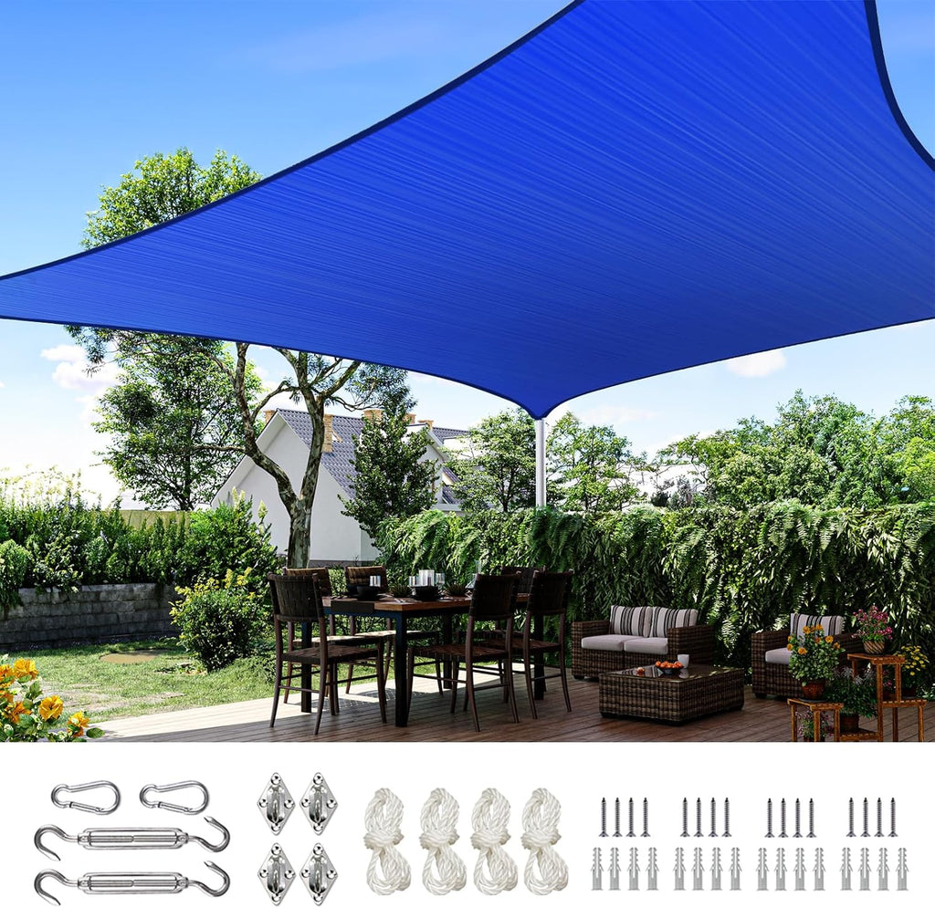 Quictent 20X20FT 185G HDPE Square Sun Shade Sail Canopy 98% UV Block Outdoor Patio Garden with Hardware Kit (Brown)