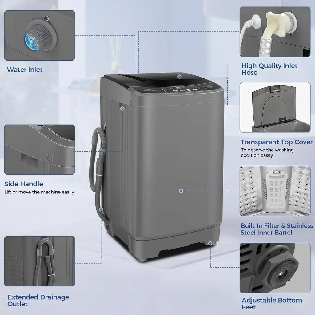 Nictemaw Portable Washing Machine 20Lbs Capacity Full-Automatic Portable Washer Machine
