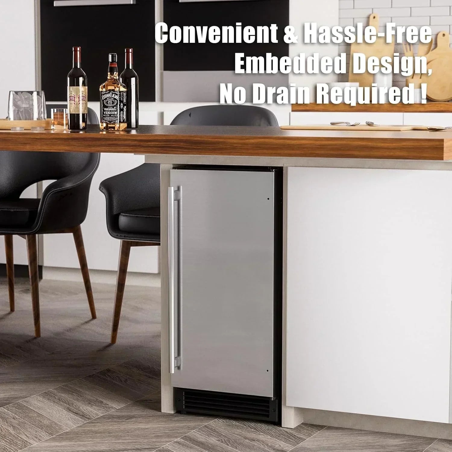 COTLIN 15 W Drainless Under Counter Ice Maker 22 LBS Storage Bin Free Standing