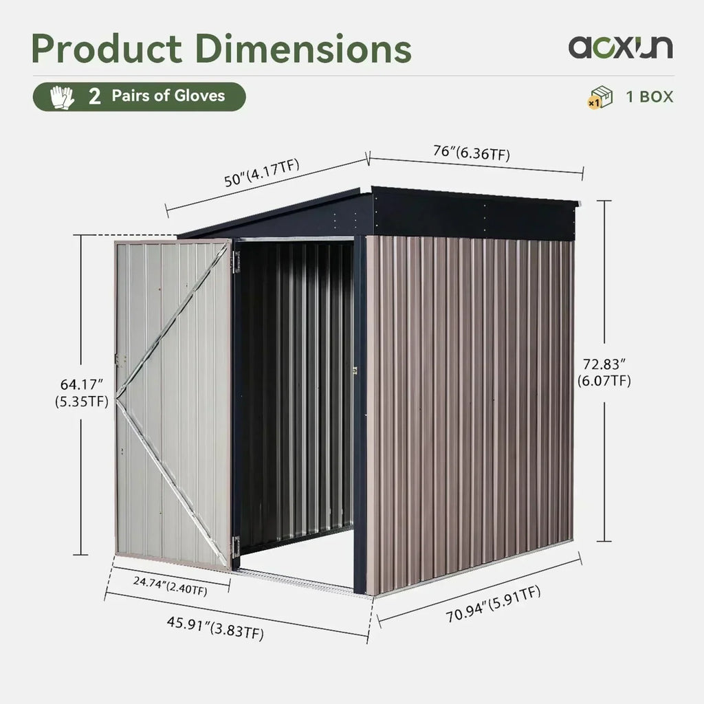 Aoxun 6.2x4 FT Shed Outdoor Storage Shed Metal Garden Shed Sloping Roof Tool Shed Bike Shed