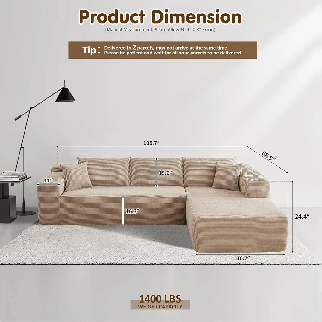 Ovios 104 Cloud Section Sofa L-shaped lounge chair, modern modular sofa