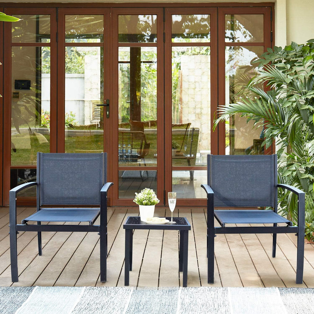 Homall Patio Dining Set 7 Pieces Outdoor Furniture with Large Table and 6 Textilene Chairs for Porch, Brown