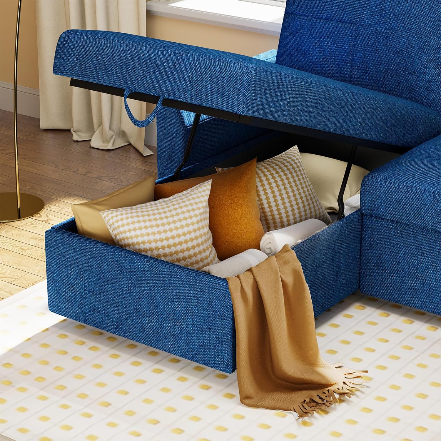 VanAcc Sofa Bed Sleeper Sofa with Storage Chaise 2 in 1 Pull Out Couch Living Room