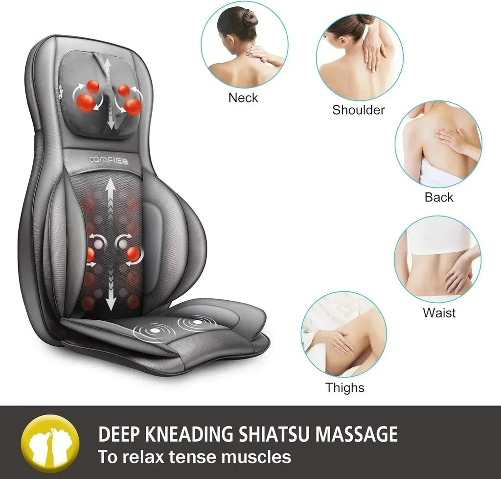 COMFIER Massager Chair with Heat Shiatsu Neck Back Massager Portable with Compress