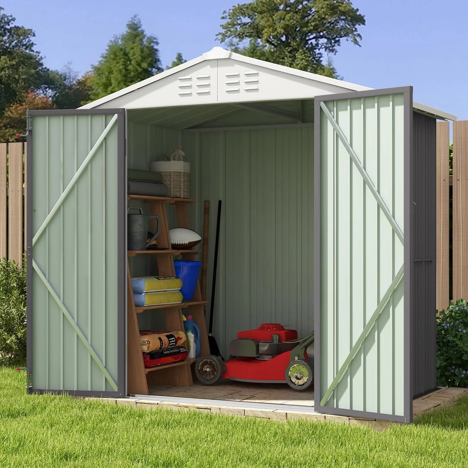 Patiowell 5x3 FT Outdoor Storage Shed Tool Shed with Sloping Roof and Lockable Door Metal Shed