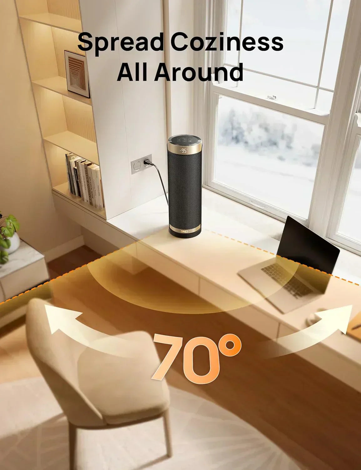 Space Heater 1500W Electric Indoor Heater with Thermostat Quiet Portable Heater