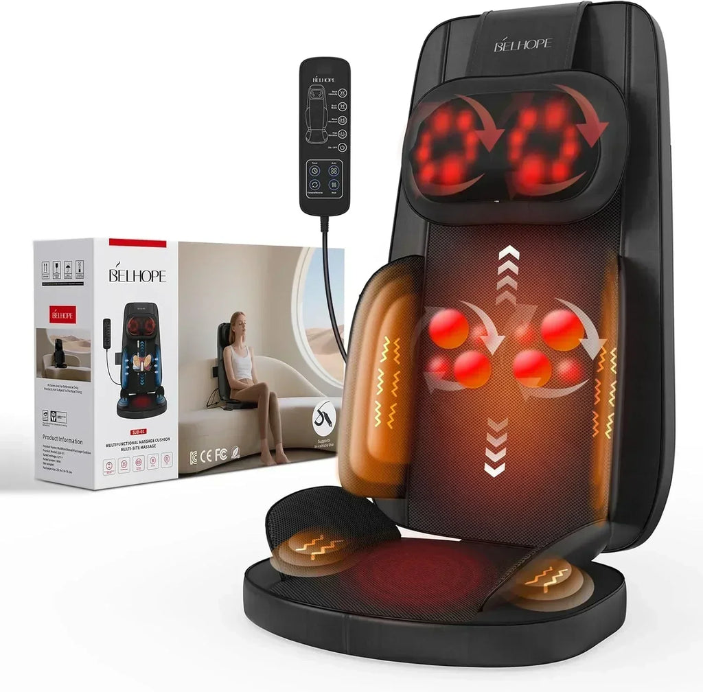 4D Kneading Back Massager Comfortable Chair Back Massager Home Office Shiatsu Neck Massager