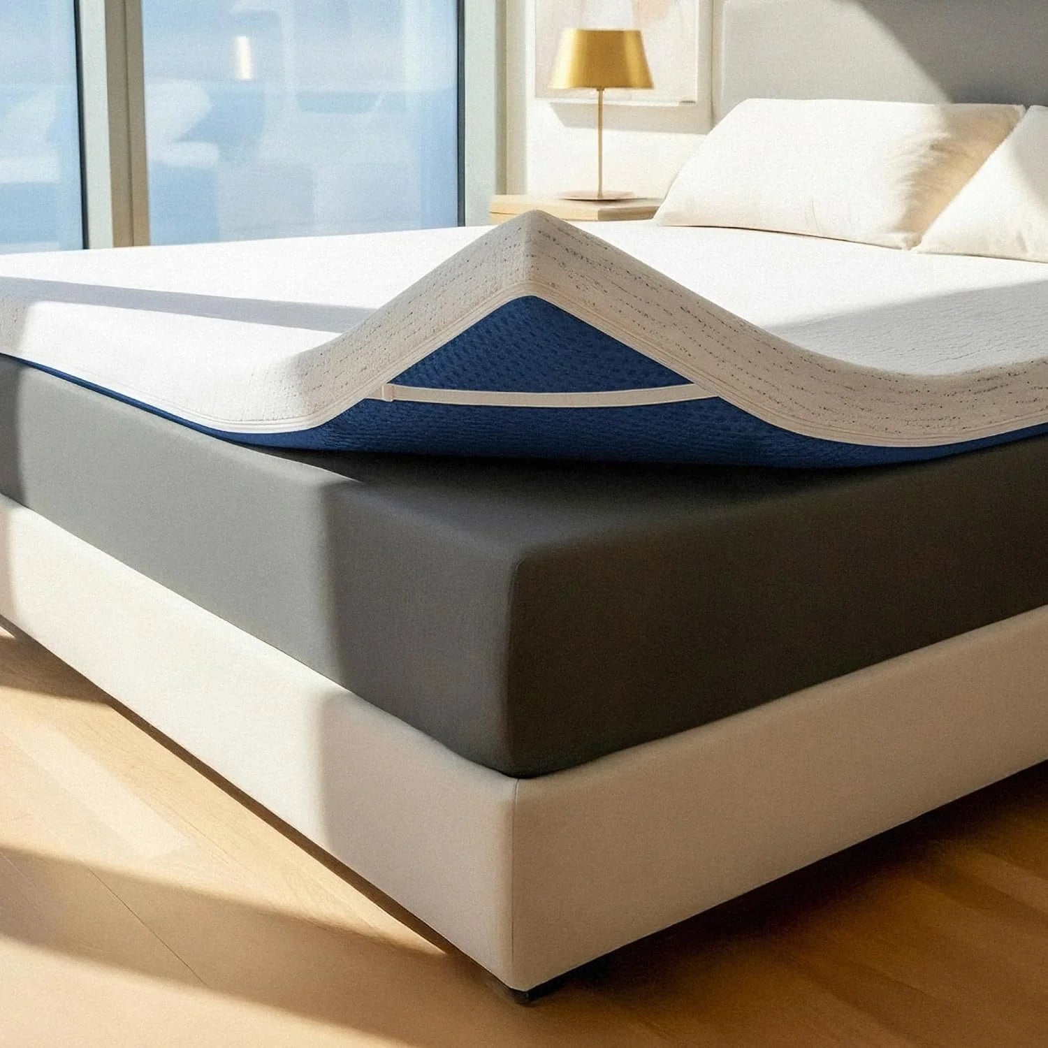 ViscoSoft 4 Inch Memory Foam Mattress Topper King - Select High Density Ventilated Mattress Pad - Premium Removable Rayon Cover