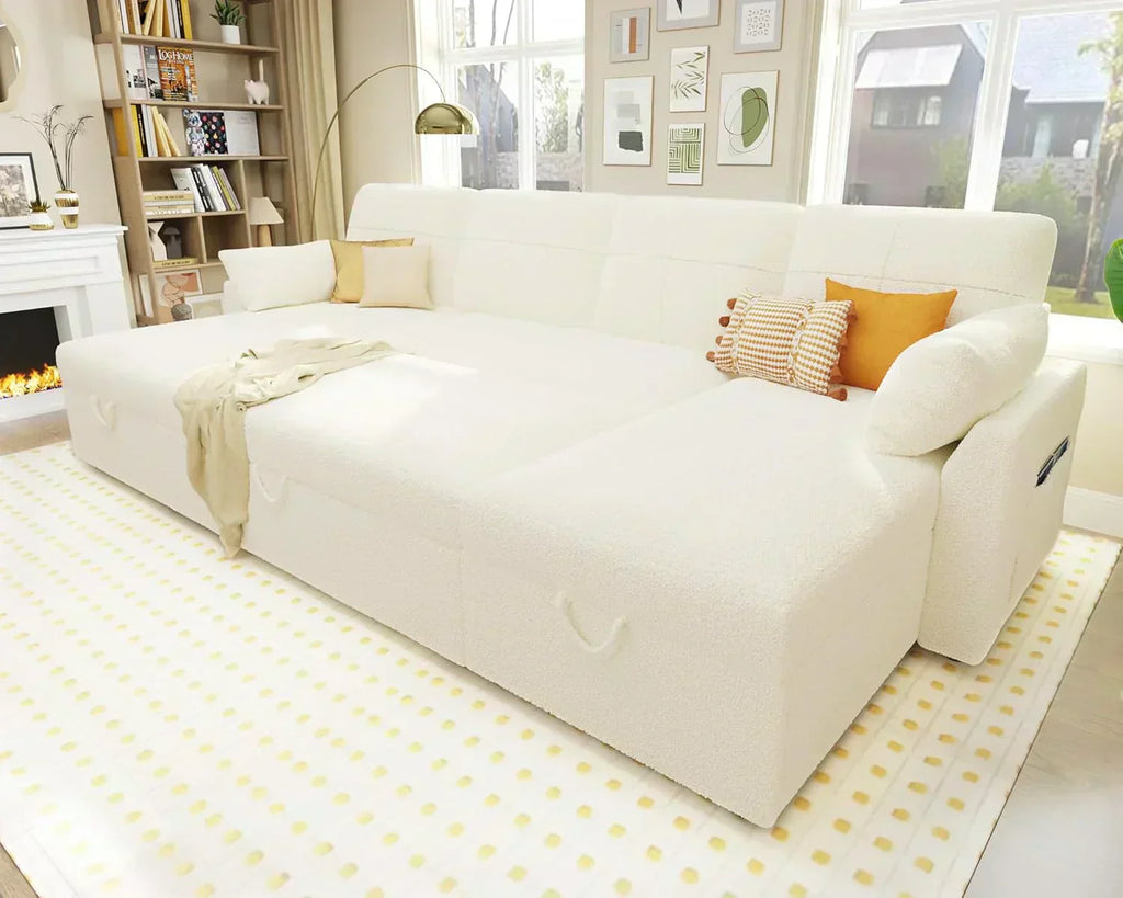 VanAcc Sofa Bed Sleeper Sofa with Storage Chaise 2 in 1 Pull Out Couch Living Room