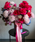 Flower arrangement "HotPink Love" (includes hatbox)